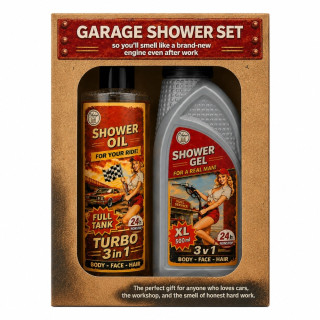 Geschenkset für Männer "Garage Shower Set" – Duschgel 500ml und Duschöl 250ml