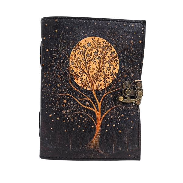 Leder-Notizbuch „Baum und Mond“