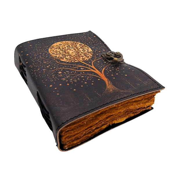 Leder-Notizbuch „Baum und Mond“