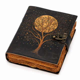 Leder-Notizbuch „Baum und Mond“