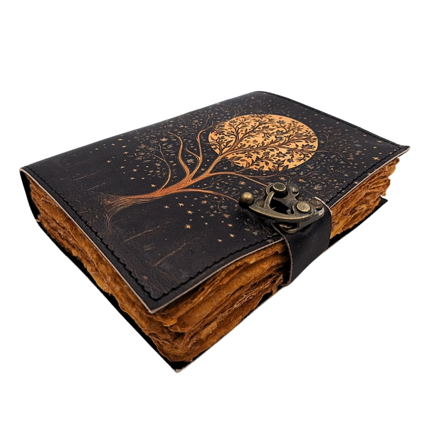 Leder-Notizbuch „Baum und Mond“