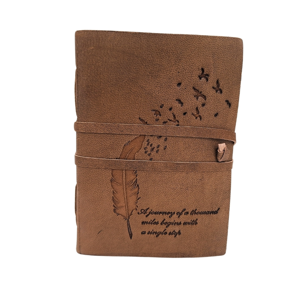 Leder-Notizbuch "The journey begins here"