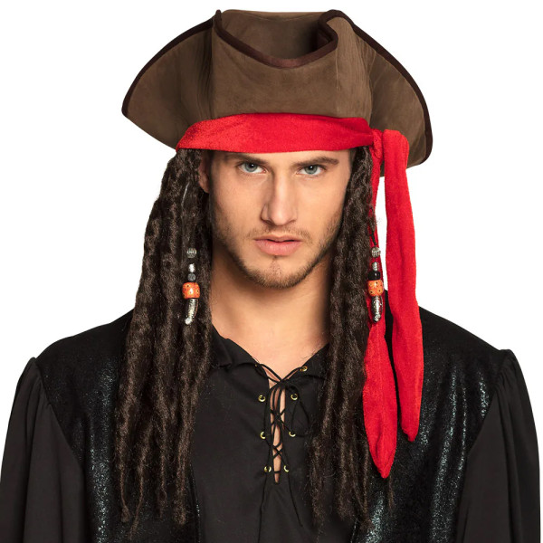 Piratenhut mit Haaren "Dirty Jack"