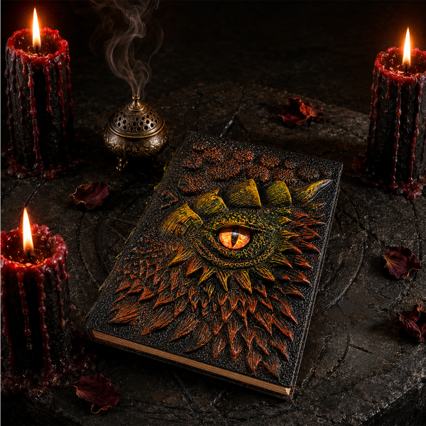 Notizbuch mit 3D-Drachenauge „The Dark Book“