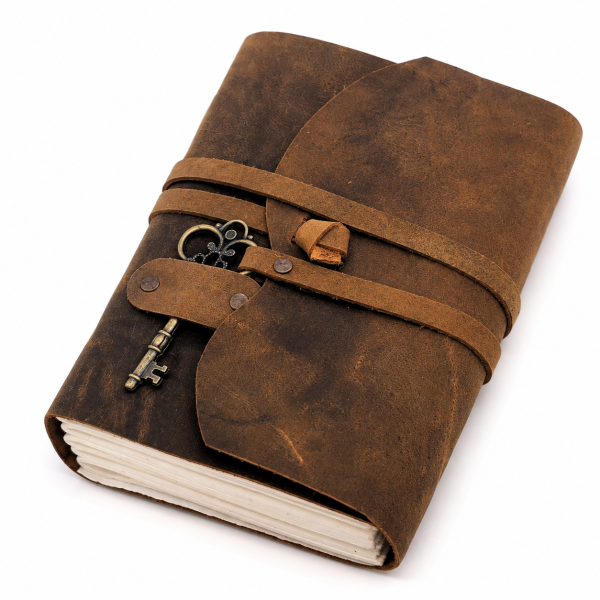 Leder-Notizbuch im Vintage-Stil mit Schlüssel
