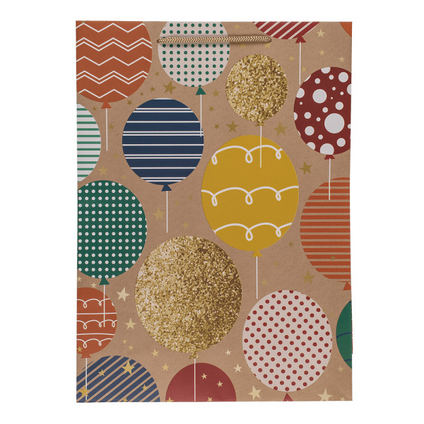 Geschenktüte aus Papier „Balloons and Candles“ (34,5 x 25 x 8,5 cm)