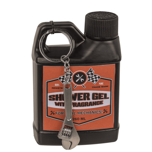 Universal-Duschgel für Herren „Motor Oil“ (260 ml) + Schlüsselanhänger Universal-Duschgel für Herren „Motor Oil“ (260 ml) + Schlüsselanhänger