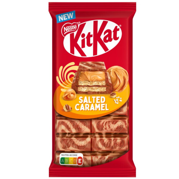 "KIT KAT" Milchschokolade mit gesalzener Karamellfüllung, 99g "KIT KAT" Milchschokolade mit gesalzener Karamellfüllung, 99g