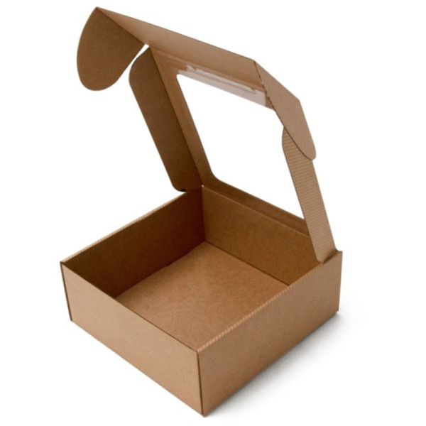 Stilvolle quadratische Geschenkbox, braun, 220x220x90mm