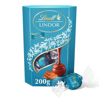 LINDT LINDOR Milchschokoladentrüffel mit gesalzenem Karamell, 200g