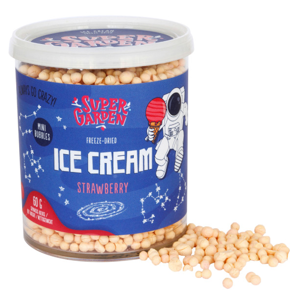 SUPER GARDEN gefriergetrocknete Mini-Eiskugeln mit Erdbeergeschmack, 60g