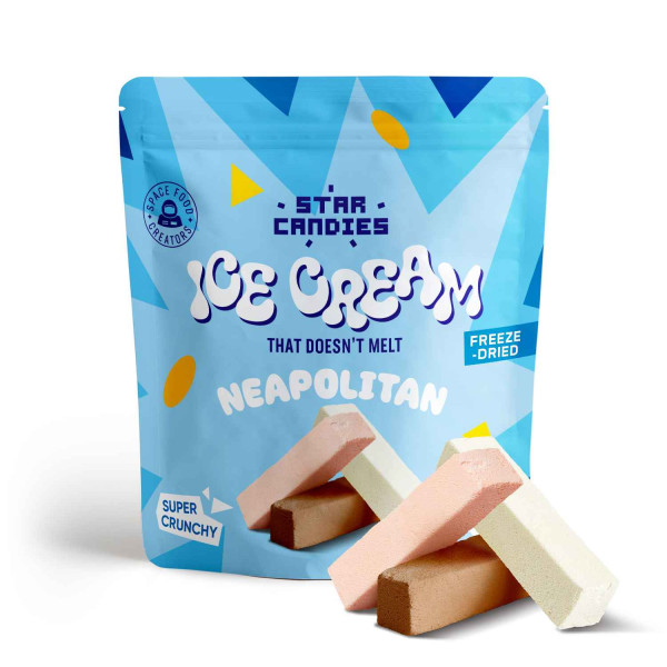 STAR CANDIES gefriergetrocknetes Eis NEAPOLITANER (Vanille, Schokolade, Erdbeere), 16 g STAR CANDIES gefriergetrocknetes Eis NEAPOLITANER (Vanille, Schokolade, Erdbeere), 16 g