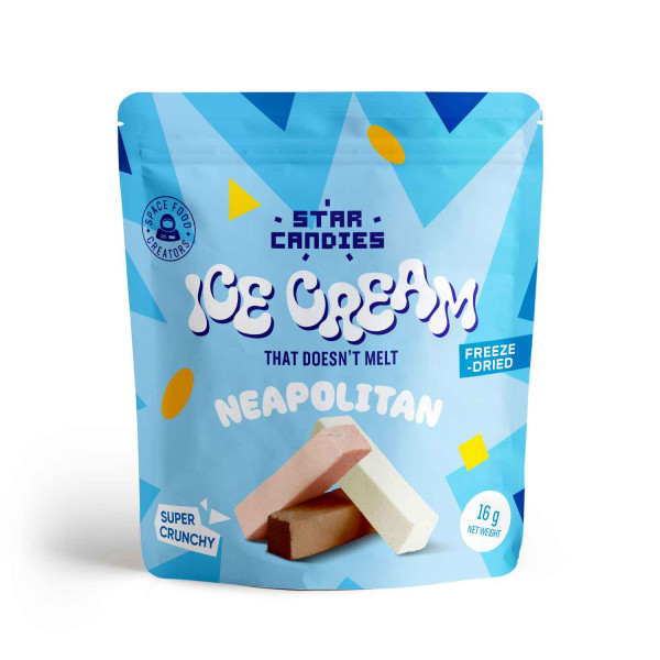 STAR CANDIES gefriergetrocknetes Eis NEAPOLITANER (Vanille, Schokolade, Erdbeere), 16 g STAR CANDIES gefriergetrocknetes Eis NEAPOLITANER (Vanille, Schokolade, Erdbeere), 16 g