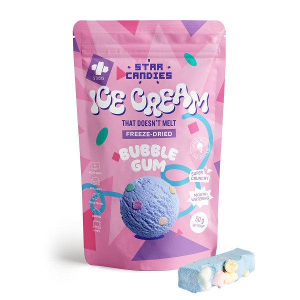 STAR CANDIES Gefriergetrocknetes Eis mit Kaugummigeschmack, 50g STAR CANDIES Gefriergetrocknetes Eis mit Kaugummigeschmack, 50g
