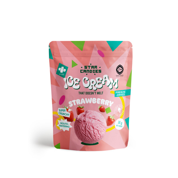 STAR CANDIES Gefriergetrocknete Erdbeer-Eiscreme, 16g