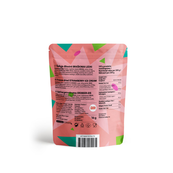 STAR CANDIES Gefriergetrocknete Erdbeer-Eiscreme, 16g