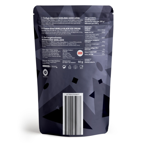 STAR CANDIES Gefriergetrocknetes Schwarzes Vanilleeis, 50g STAR CANDIES Gefriergetrocknetes Schwarzes Vanilleeis, 50g