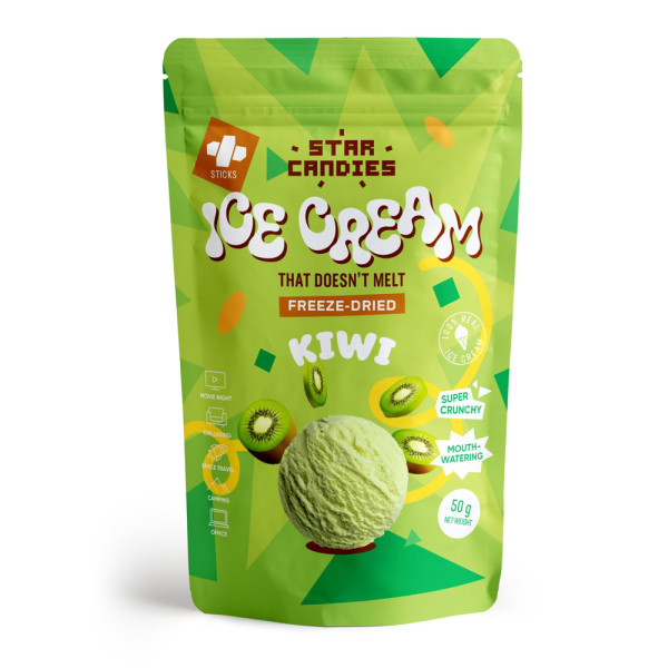 STAR CANDIES Gefriergetrocknete Eiscreme mit Kiwi-Aroma, 50g STAR CANDIES Gefriergetrocknete Eiscreme mit Kiwi-Aroma, 50g