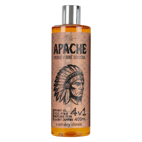 Duschgel, Shampoo, Schaum und Seife für Männer 4in1 „Apache“ (400ml) Duschgel, Shampoo, Schaum und Seife für Männer 4in1 „Apache“ (400ml)