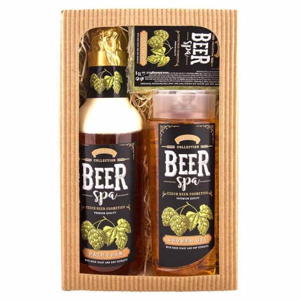 Kosmetik-Geschenkset „BEER SPA“ - Badeschaum (500ml), Duschgel (250ml) und Seife (70g) Kosmetik-Geschenkset „BEER SPA“ - Badeschaum (500ml), Duschgel (250ml) und Seife (70g)