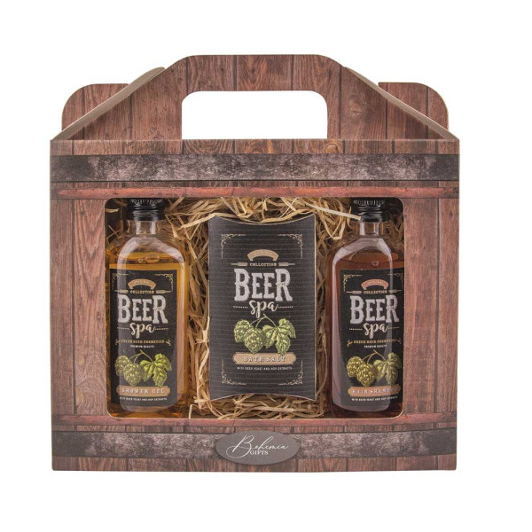 Kosmetisches Geschenkset „BEER SPA“ - Duschgel (100ml), Shampoo (100ml) und Badesalz (150g) Kosmetisches Geschenkset „BEER SPA“ - Duschgel (100ml), Shampoo (100ml) und Badesalz (150g)