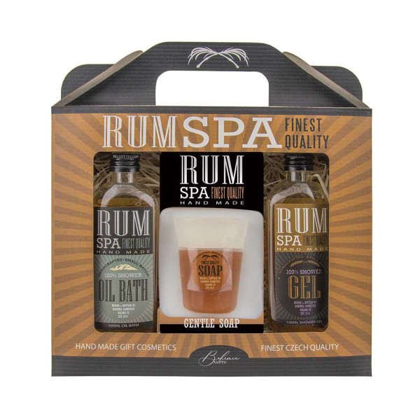 Kosmetisches Geschenkset „RUM SPA“ - Duschgel (100ml), Badeschaum (100ml) und Handseife (70g) Kosmetisches Geschenkset „RUM SPA“ - Duschgel (100ml), Badeschaum (100ml) und Handseife (70g)