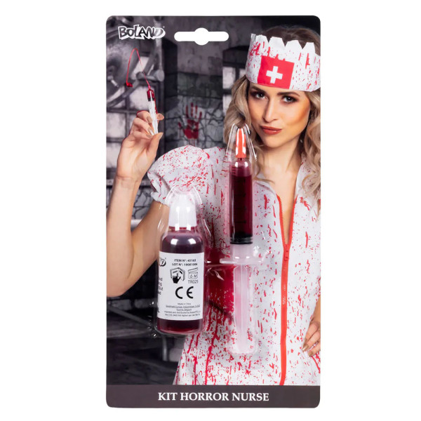 Spritze und Kunstblut Set „Horror Krankenschwester“ Spritze und Kunstblut Set „Horror Krankenschwester“