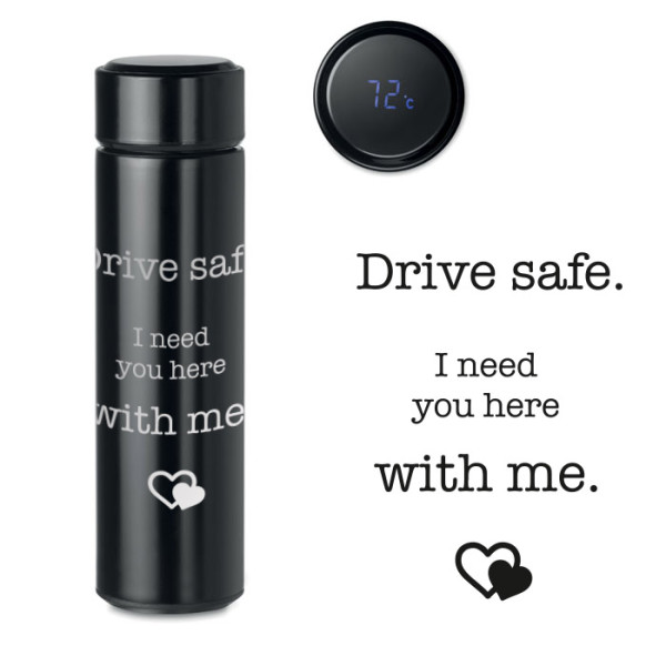 Isolierflasche mit Thermometer "Drive safe"(500ml) Isolierflasche mit Thermometer "Drive safe"(500ml)