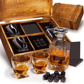 Whisky-Set in einer Holzkiste "TORNADO" Whisky-Set in einer Holzkiste "TORNADO"