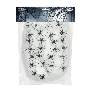 XXL Spinnennetz mit 25 Spinnen (weiß) (500g)