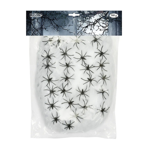 XXL Spinnennetz mit 25 Spinnen (weiß) (500g) XXL Spinnennetz mit 25 Spinnen (weiß) (500g)