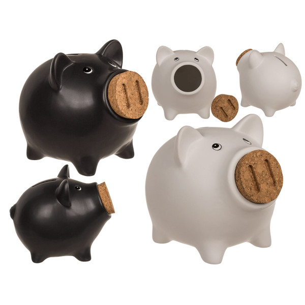 Sparschwein mit Korken in der Nase Sparschwein mit Korken in der Nase