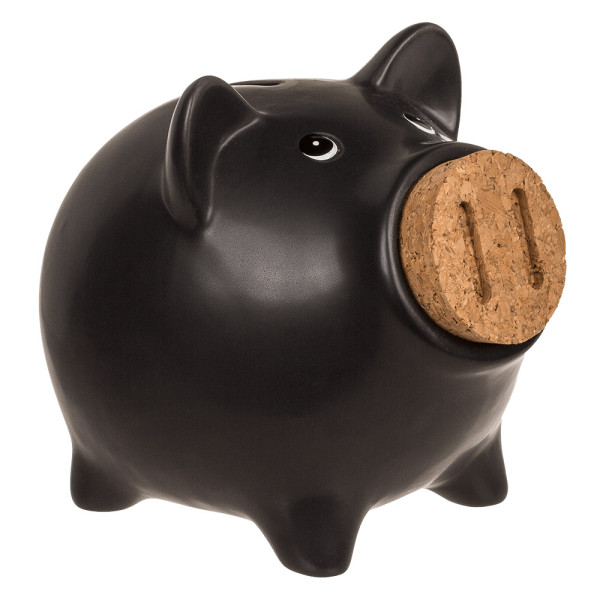 Sparschwein mit Korken in der Nase Sparschwein mit Korken in der Nase