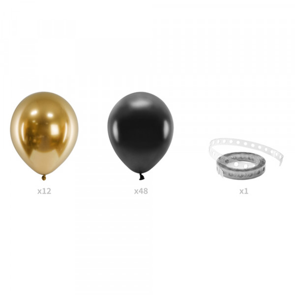 Luftballongirlande "Schwarz und Gold" (60 Stk., 200cm)