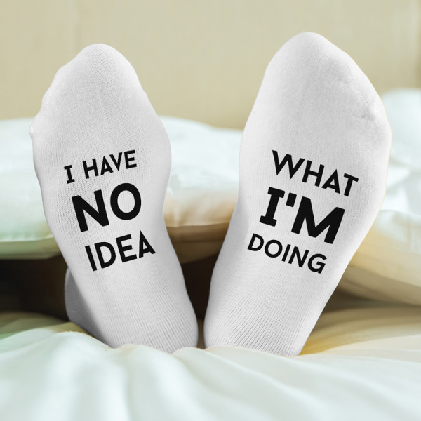 Damensocken mit Sohlenprint "I have no idea what i'm doing" Damensocken mit Sohlenprint "I have no idea what i'm doing"