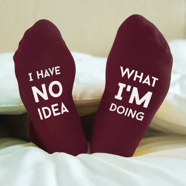 Damensocken mit Sohlenprint "I have no idea what i'm doing" Damensocken mit Sohlenprint "I have no idea what i'm doing"