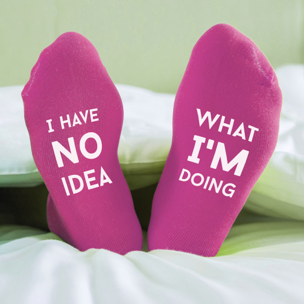 Damensocken mit Sohlenprint "I have no idea what i'm doing" Damensocken mit Sohlenprint "I have no idea what i'm doing"