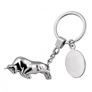 Schlüsselanhänger „Wütender Stier“ (mit der Option, gegen Aufpreis zu gravieren)