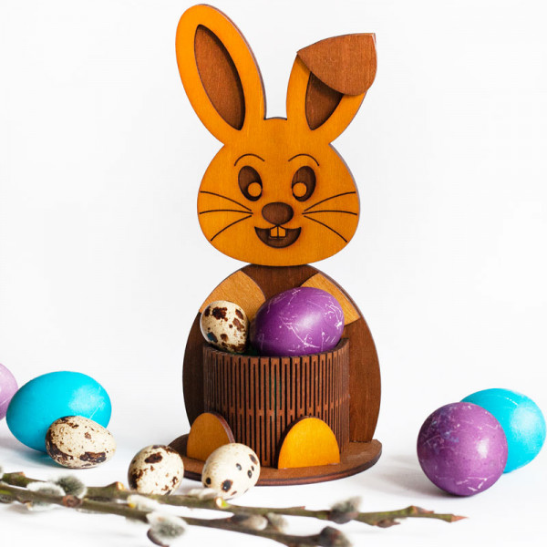 Hölzerner Ständer „Glücklicher Hase“ Hölzerner Ständer „Glücklicher Hase“