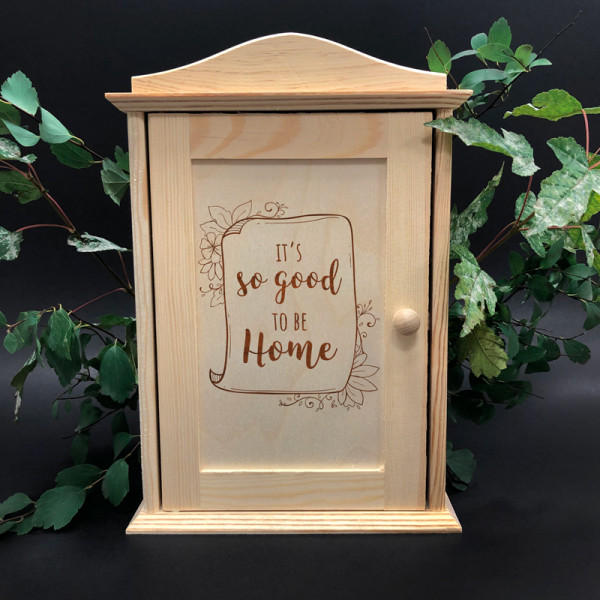 Holz-Schlüsselkasten "It's so good to be home" Holz-Schlüsselkasten "It's so good to be home"