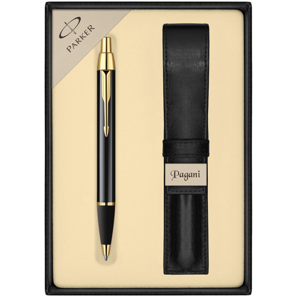 PARKER Kugelschreiber „IM Black GT“ mit Etui und Geschenkbox