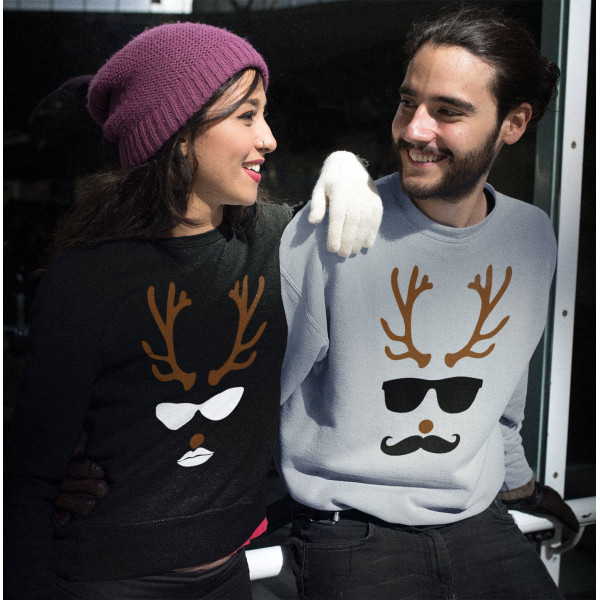 Sweatshirt-Set "Mr. und Mrs. Rentier" (ohne Kapuze) Sweatshirt-Set "Mr. und Mrs. Rentier" (ohne Kapuze)