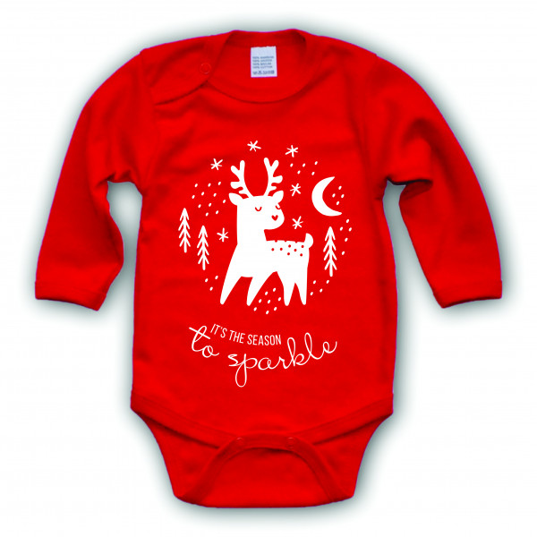 Roter Babystrampler "It's the season to sparkle" Roter Babystrampler "It's the season to sparkle"