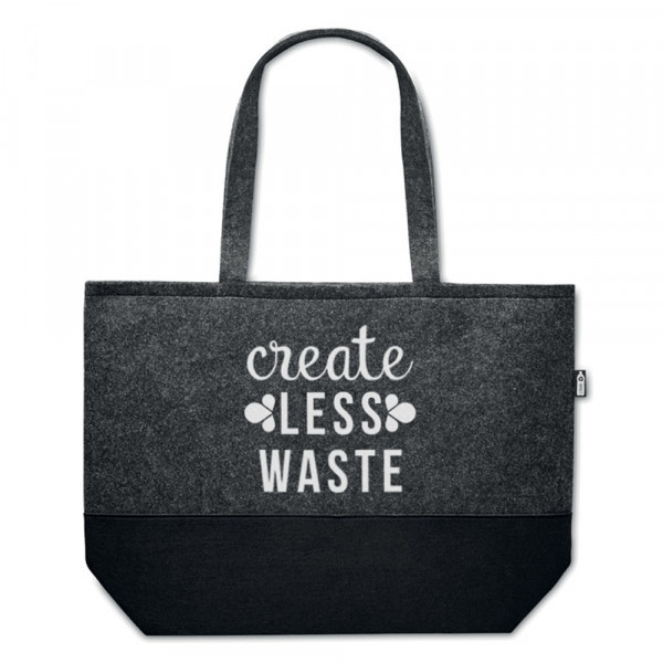 Einkaufstasche aus Ökofilz "Create less waste" Einkaufstasche aus Ökofilz "Create less waste"