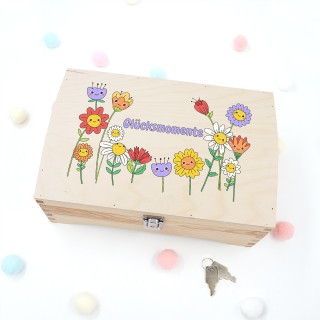 Andenkenbox aus Holz "Glücksmomente"