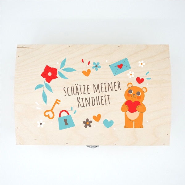 Andenkenbox aus Holz "Schätze meiner Kindheit"