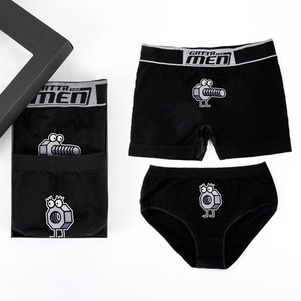 Unterwäsche-Set für Paare "Freche Schrauben"