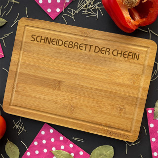 Bambus-Schneidebrett "Schneidebrett der Chefin"