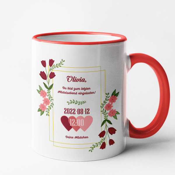 Becher "Einladung zum Junggesellinnenabschied"