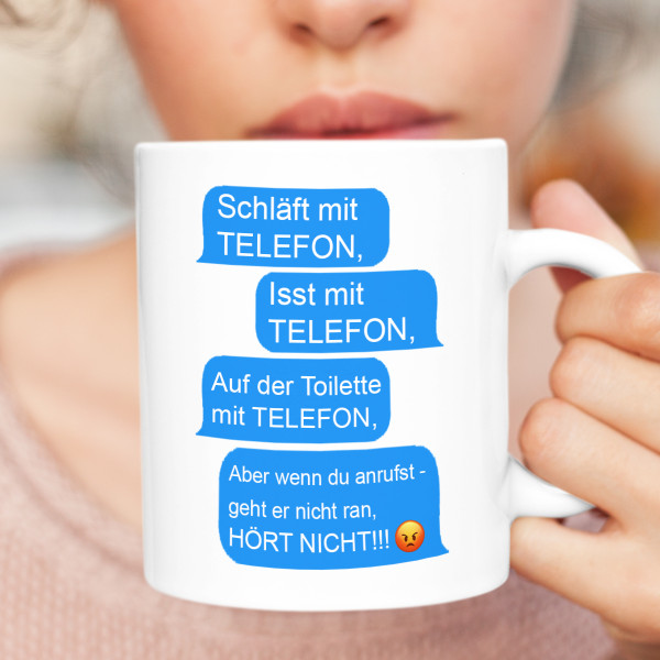 Becher "Immer das Telefon dabei"